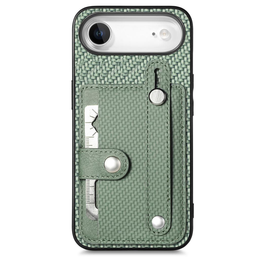 For iPhone Air Case Carbon Fiber Texture Leather Phone Back Cover with Card Holder