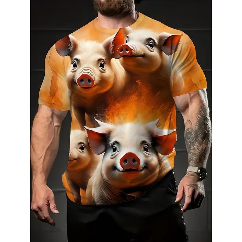 Funny Cartoon Animals Pattern T-Shirt For Men Funny Goat Pig 3D Printed Tees Casual Short Sleeve O-Neck Men Tops Unisex T-Shirts