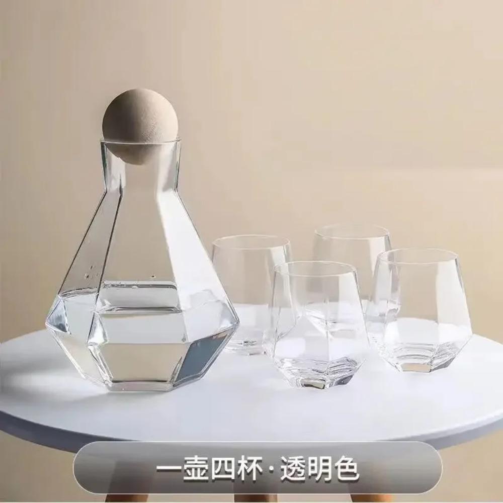 1300ml Large Capacity Hexagonal Cold Water Kettle Handmade Glass Juice Pot Household Heat-resistant Beverage Flower Tea Cup