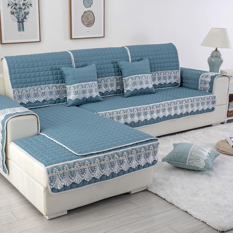 Universal Brushed Fabric Lace Sofa Cushion for All Seasons, Thickened Non-slip Cushion, Modern Simple Sofa Cover, Full Cover