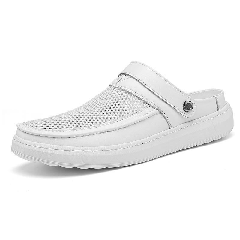 2025 Summer New Men's Shoes Breathable Mesh Beach Shoes Trendy Cool Slippers Two Wear Driving Casual Sandals Men