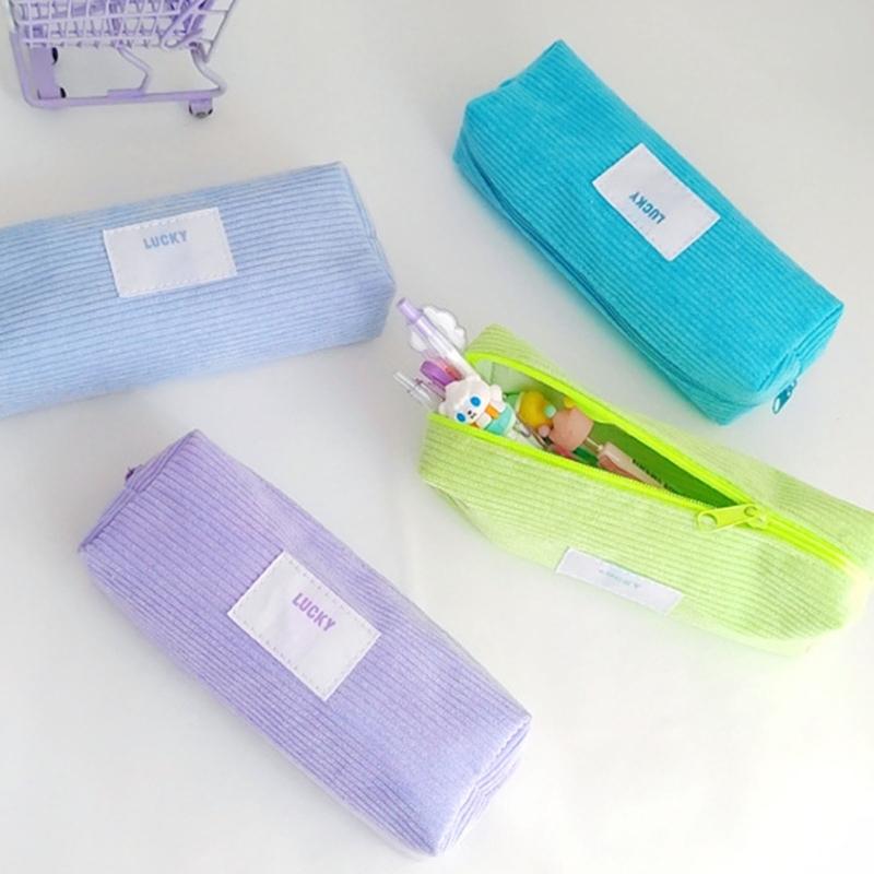 Large Capacity Pencil Bag Japanese Styles Pencil Case Pen Pouch Corduroy Pencil Pouch Pen Case School Office Supplies