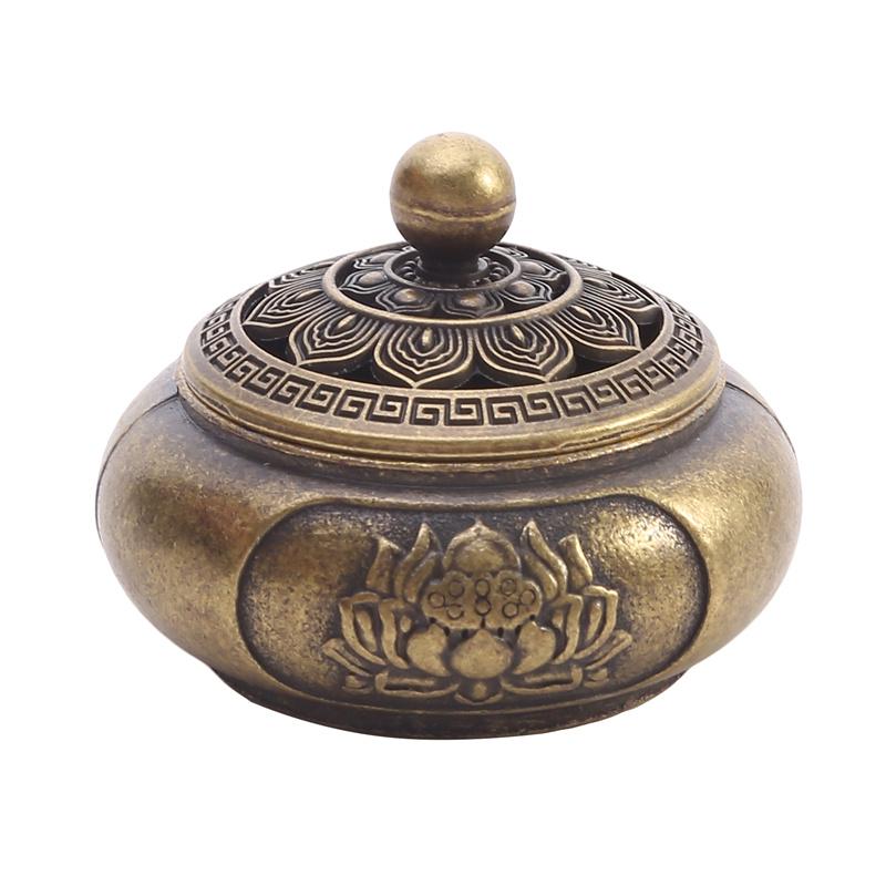 Retro Copper Lotus Pocket Hollow Out Incense Sticks Burner Brass Incense Holder With Cover Sandalwood Cense Buddhism Home Decor