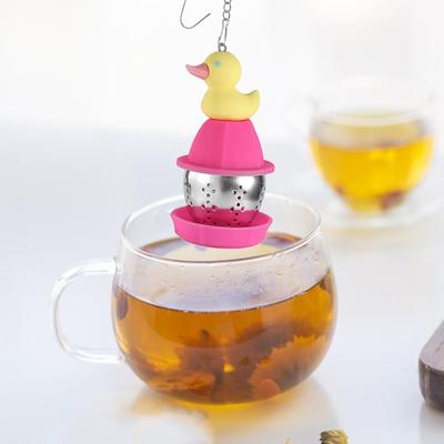 Accessori da Tè Kung Fu da Appendere Forma di Anatra Carina Teiera da Cucina Filtro Portatile in Silicone