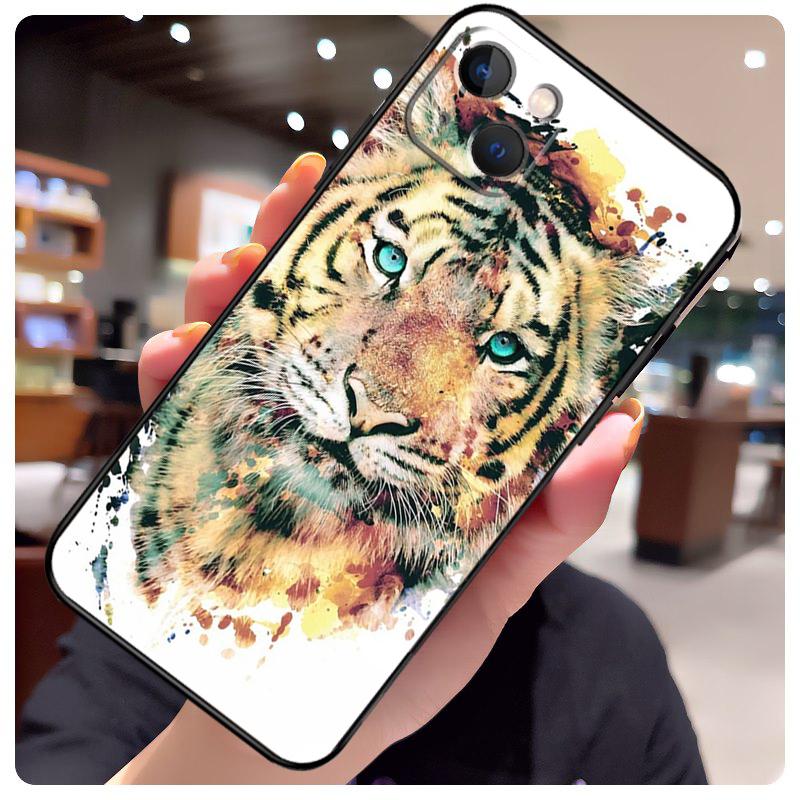 

Animal Tiger Art Case For iPhone 17 Pro Max 15 14 13 11 12 16 Pro Max mini 15 16 Plus 16e 17 Air Phone Cover iPhone 15