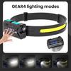 Multi-function Headlight with Motion Sensor 5 Modes Adjustable Waterproof USB Rechargeable Hands-free Outdoor Camping Night Running Fishing Headlamp
