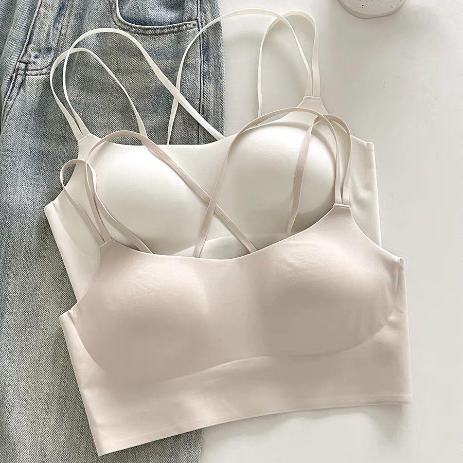 Japanese Summer Thin - Style Sports Backless Bra for Women, Push - Up, Anti - Peek, One - Piece Fixed Cup, Tank Top Style Underwear