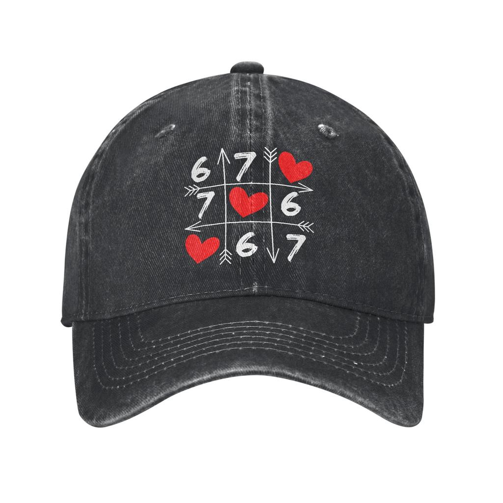 Six Seven 67 Meme 6 7 Valentines Day Heart Sun Baseball Cap  Casual Couple Women Washed Sport Baseball Caps Birthday Present