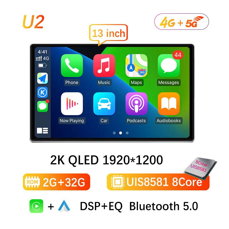 Hicar 13.1 Inch Universal For Toyota Corolla & RAV4 Wireless Carplay Android Auto Stereo Multimedia Player GPS WiFi 4G 2 Din