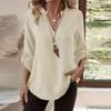 Women's Fashionable Casual Loose V-neck Solid Color Shirt