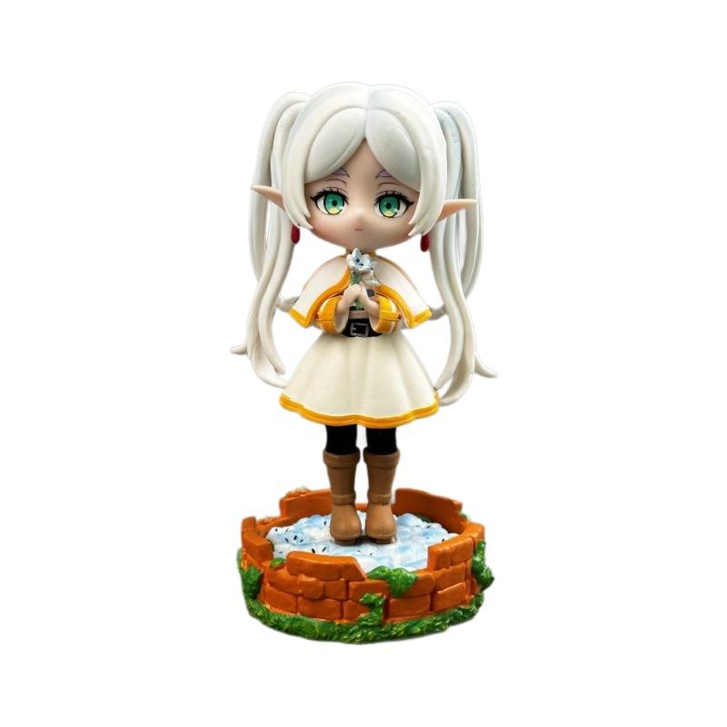 Cute Q Version Frieren & Fern Anime Figure Magic Girl Standing Figurine Decor Model