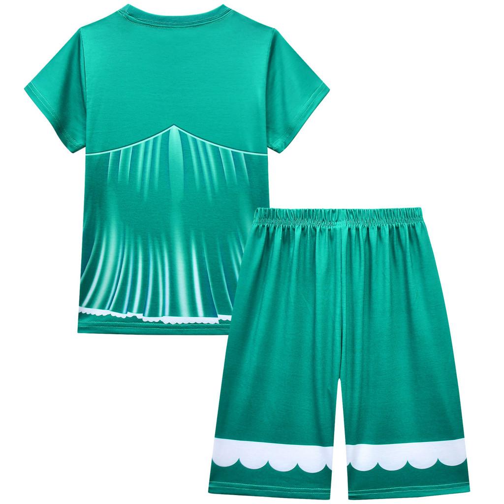19780 Kinder Mädchen Prinzessin Aufdruck Kurzarm Rundhals T-Shirt Oberteil Shorts Sets