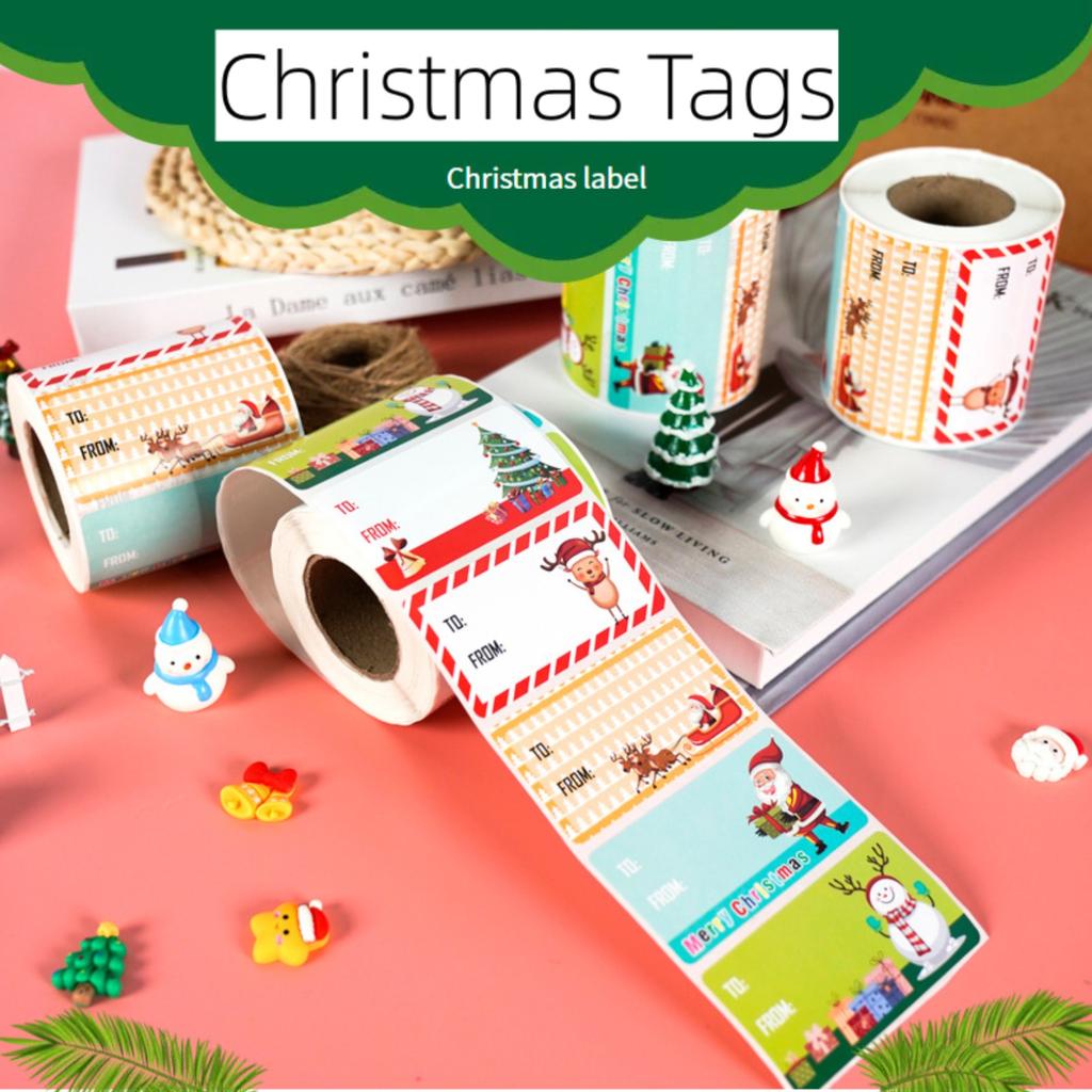 500 Pieces Christmas Gift Tags Sticker Name Tags For Christmas Presents Gift Labels (Inches, 2 X 1.5 Gingerbread)