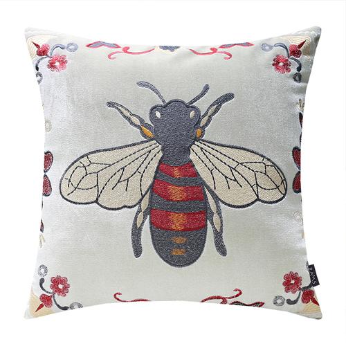 European Cushion Cover Animal Bee Embroidery Pillowcases Exquisite Cojines Decorativos Para Sofa Decorative Pillows Cushions