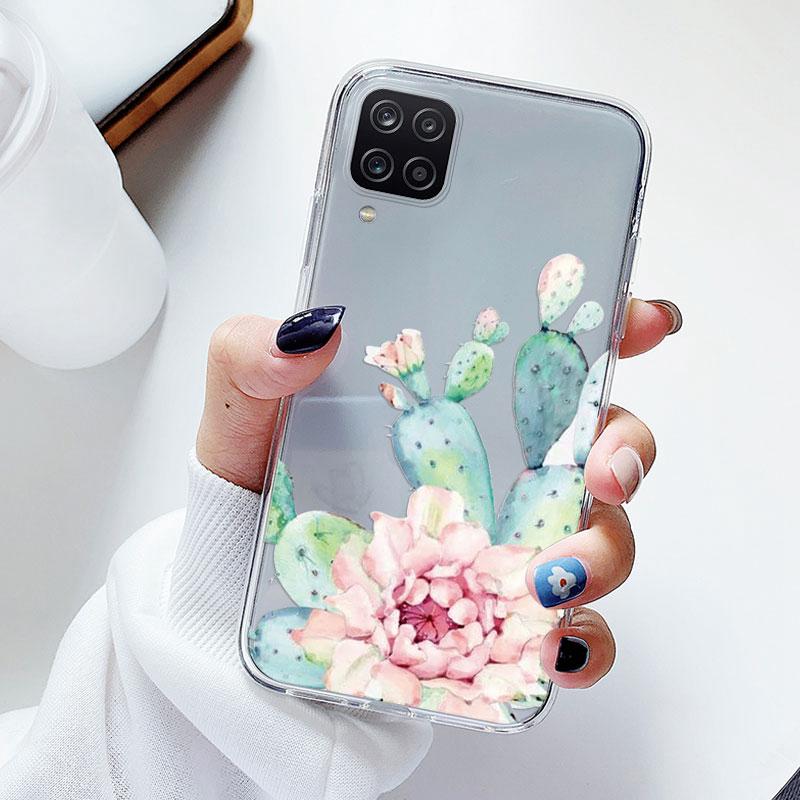 Phone Case For Samsung A12 M12 F12 Floral Silicon Cover For Samsung Galaxy A12 5G Fundas Coque Transparent Soft Capas Flower TPU