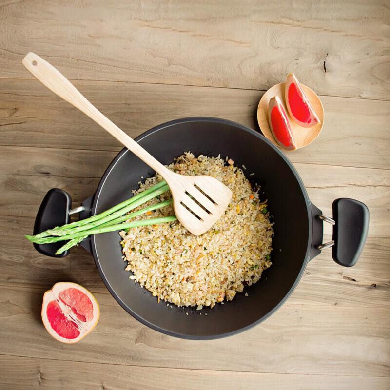 Oumeida 33cm Gusseisen Unbeschichtet Antihaft Wok