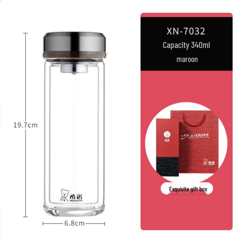 

Saino Double-Layer Borosilicate Glass Tea & Water Bottle with Infuser