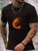 Unisex Summer White Short Sleeve Tee Minimalist Orange Shrimp Graphic Print Crew Neck Loose Casual Streetwear Male Fashion Tops