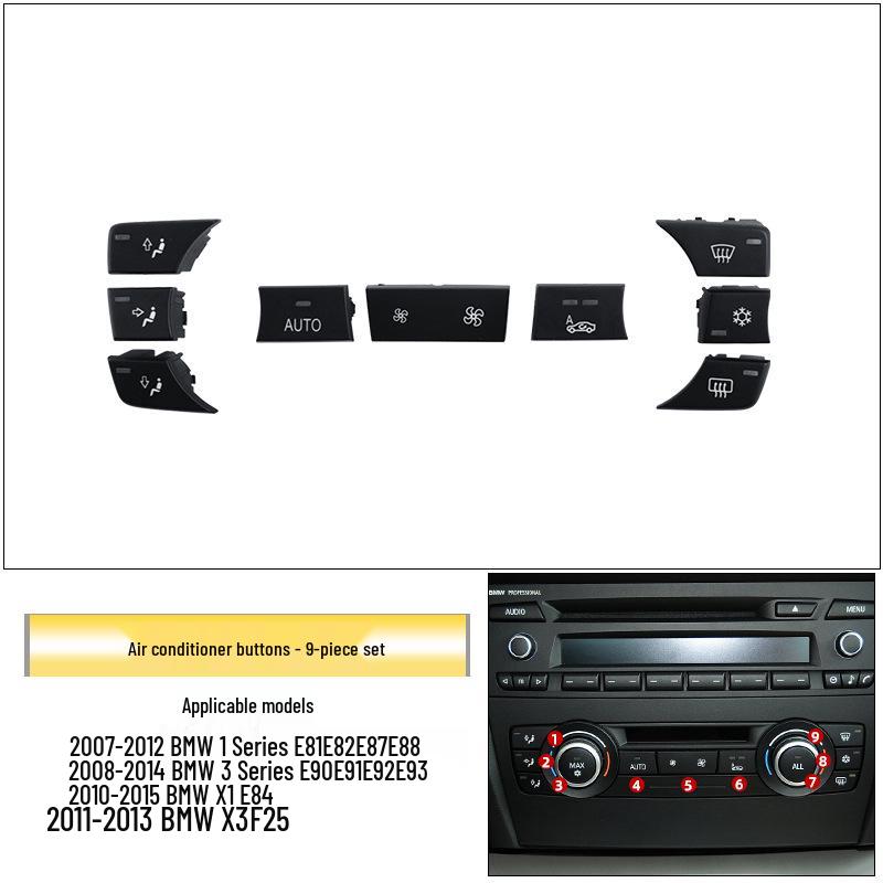 BMW 3 Series, 1 Series, X1, X3 Console Air Volume & Glass Button Knobs.