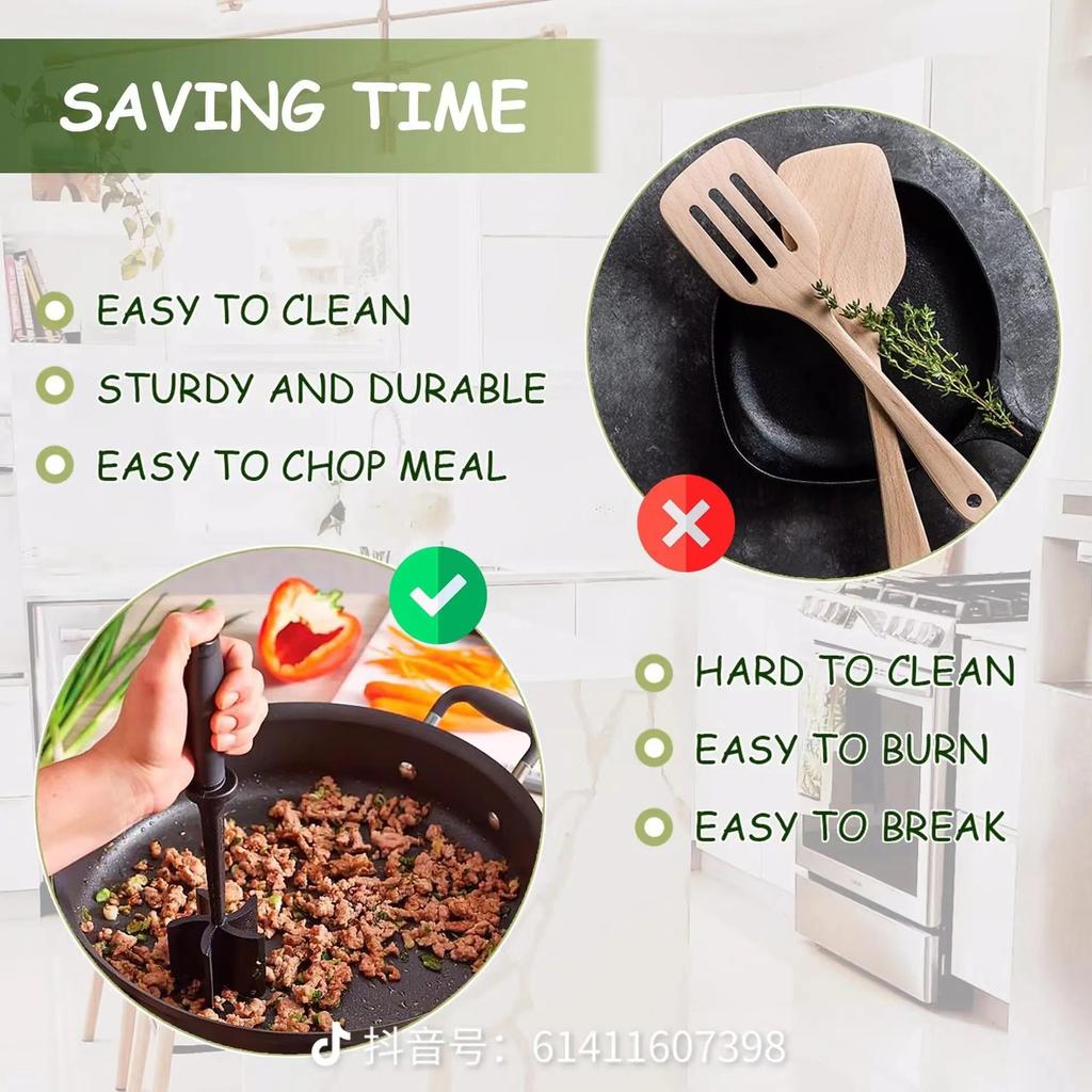 Meat Chopper Handheld Meat Chopper Cooking Scraper Minced Meat Chopper Stirring Shovel Cross-Border In Stock