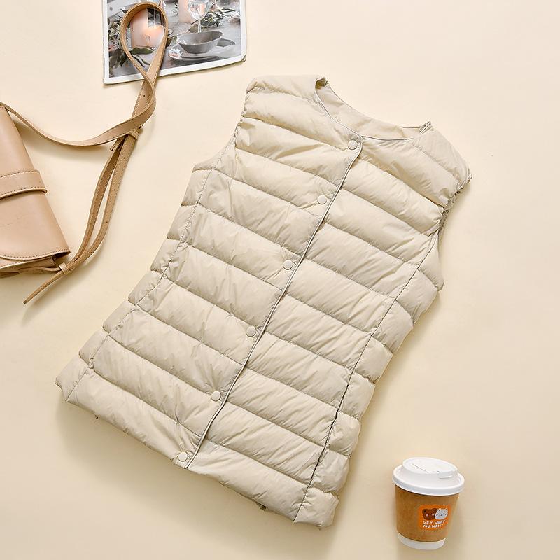 Ultralight Down Vest Women Single-breasted Sleeveless Female Duck Down Waistcoat Puffer Feather Padded Warm Jacket