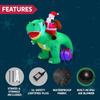 JOYFY 6 FT Christmas Inflatable Dinosaur with Build-in LEDs Dinosaur with Santa for Christmas Inflatable Outdoor Decoration