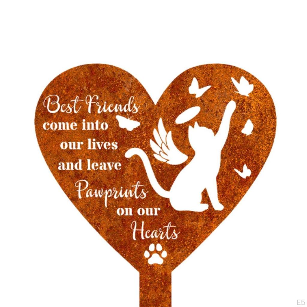 Cemetery Decoration with Metal Grave Stake, Heart Shape Memorial Plaque