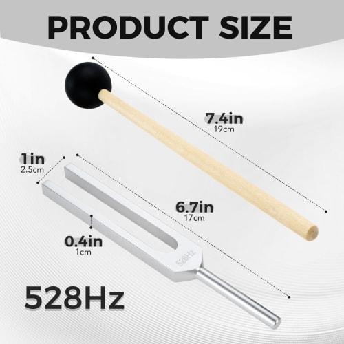 Dreld 528Hz Tuning Fork, Tuner, and Rubber Mallet with Storage Pouch, Purifying, Angelic Tones, Healing