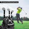 LeFeng Golf Club 3 Pieces Knitted Golf Club Covers 460cc for Driver Fairway Woods No Pom Poms for Hybrids White Covers, (Black Checkered)