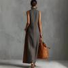 2026 European Color Block Sleeveless High Collar Vacation Dress for Women