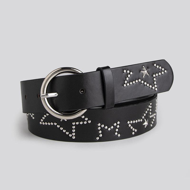 

Универсальный женский ремень с заклепками в виде пятиконечных звезд, модный базовый ремень, женский ремень