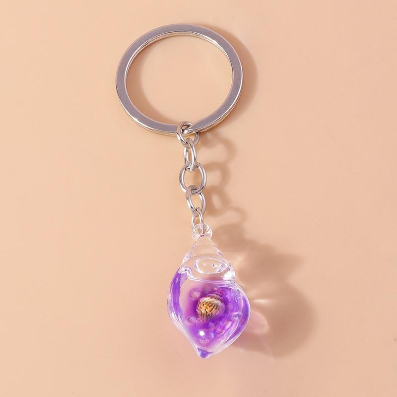 Cute Luminous Conch Keychain Marine Life Keyring Pendants for Car Key Holder Women Girls Handbag Accessories Jewelry Gifts
