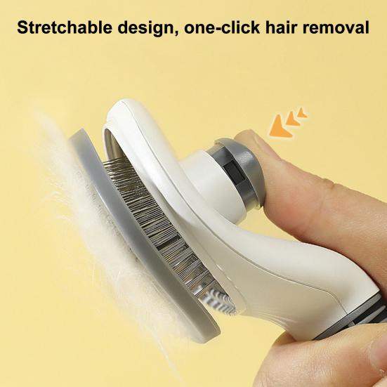 Self-Cleaning Cat Grooming Comb Stainless Steel Teeth Dog Detangling Comb with Anti-Slip Handle Deshedding Brush for Long Short Hair Pets