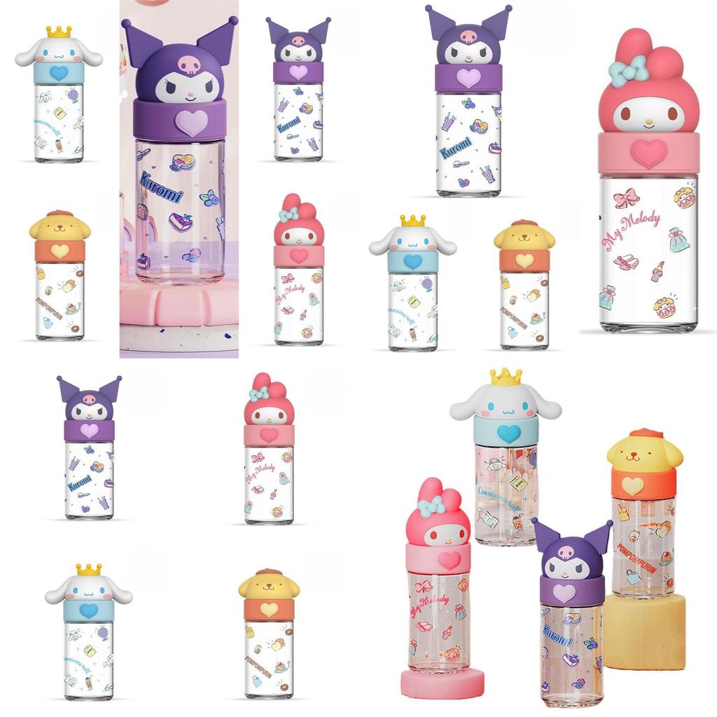 Cute Sanrio Kuromi Cinnamoroll Glass Water Bottle High Quality Cartoon Themed Cup