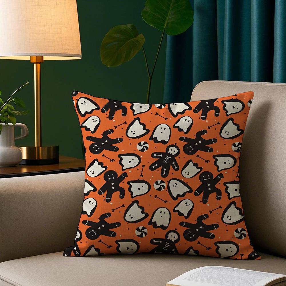 Halloween Ghost Cute Pillow Case Plush Fabric Soft Pillowcase Double Sided Print Sofa Cushion Cover Throw