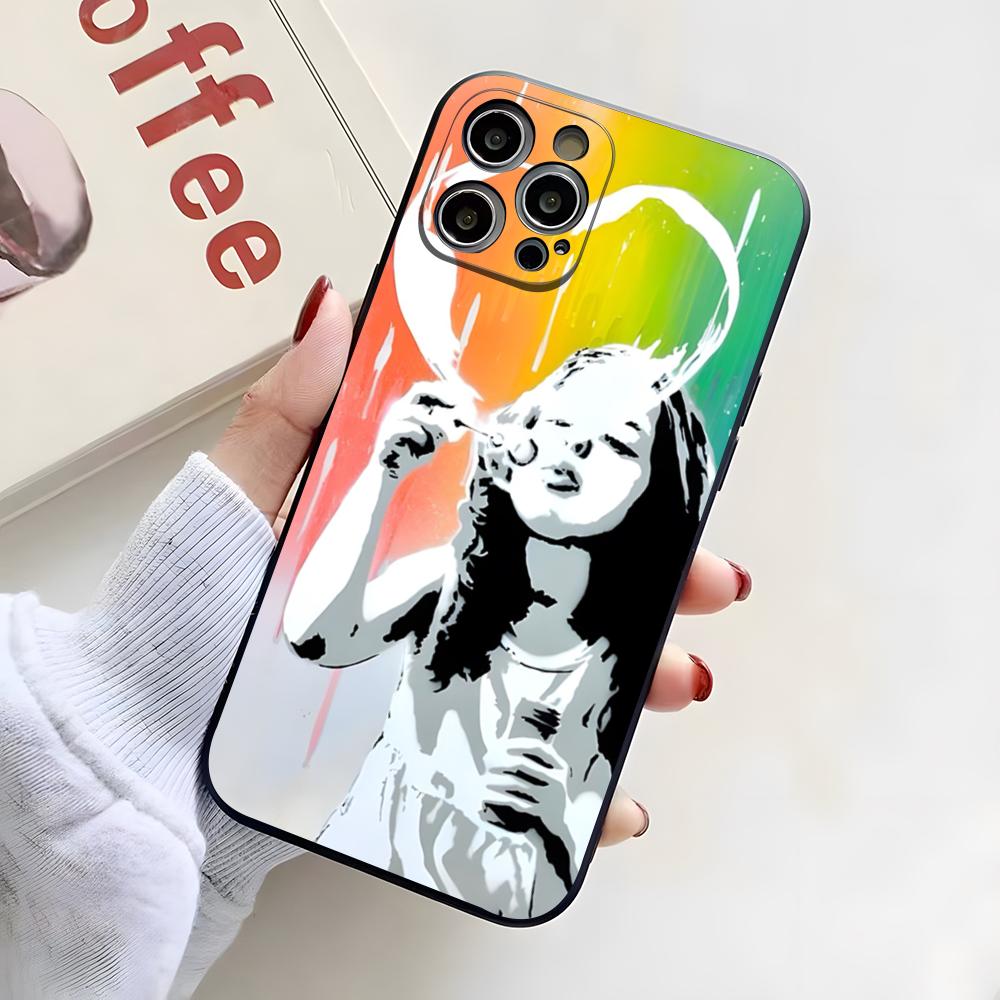 

Banksy Graffiti Artwork Phone Case For IPhone 17 Pro Max 16 15 14 Pro Max 13 11 X Xs Xr 8 7Plus Silicone Cover iPhone 15 Pro