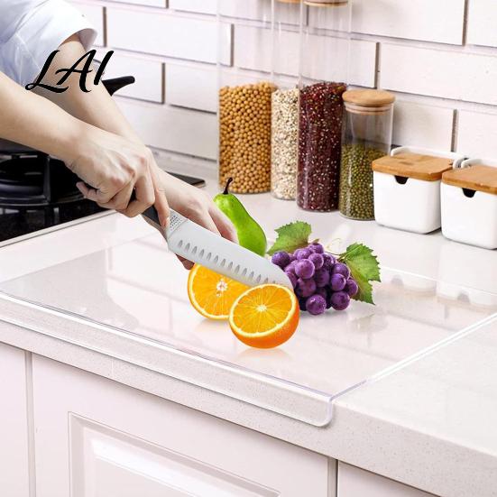 BPA Free Cutting Mat for Counter Board with Lip Durable Acrylic Non Slip Clear Countertop Protector Transparent Chopping Home Cooking Lip