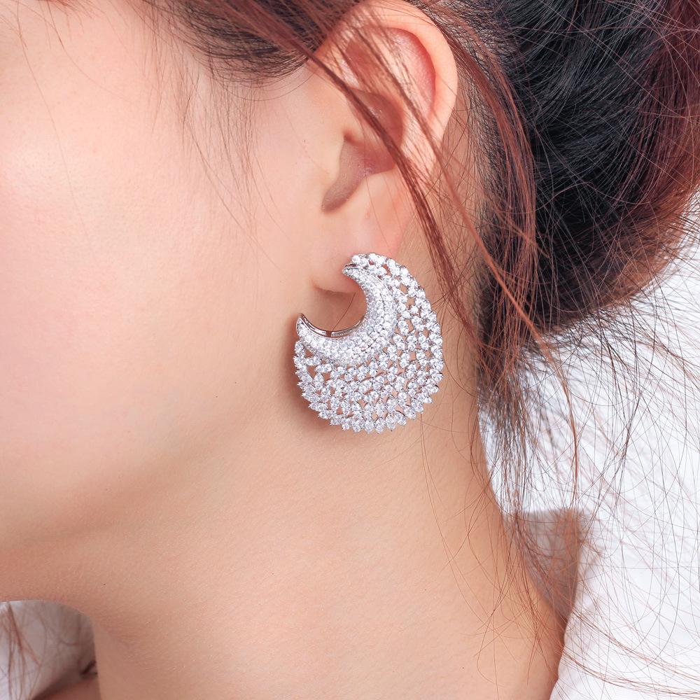 Full Diamond Temperament Earrings Personality Luxury Miniature Zircon Banquet Dress Earrings Earrings