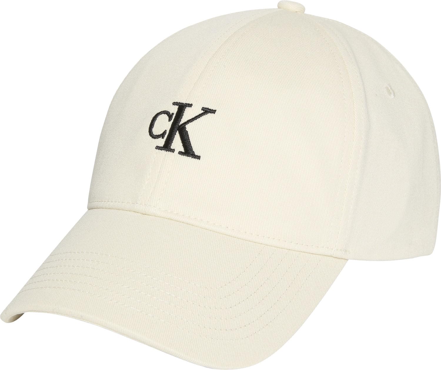 

Calvin Klein Monogram Embroidered Baseball White One Size - Men s Cap, (Bone White),