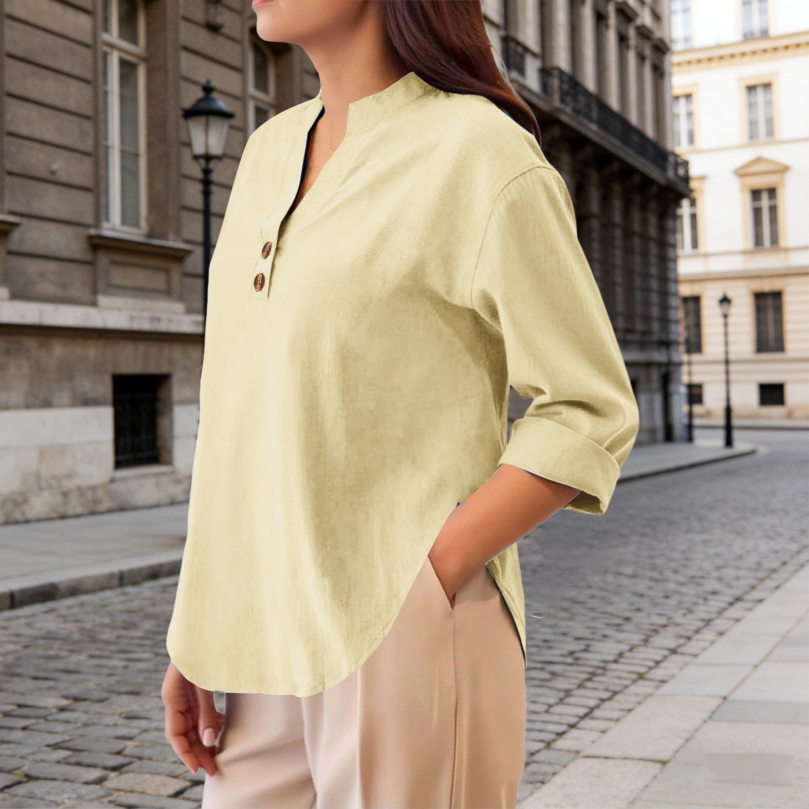 

Women s Fashion Loose-Fit -Color Casual Top XL жовтий
