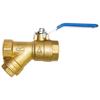 Genuine AMEIKO Brass Filter Ball Valve with Female Thread for Water & Air Conditioning - Manual Valve, 4/6 Points, 1 Inch.