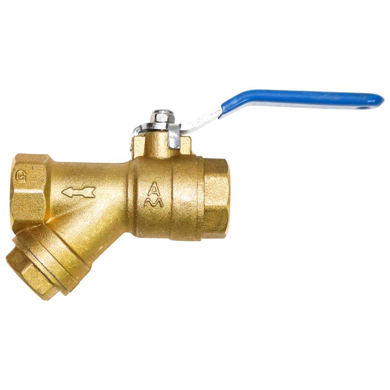 Genuine AMEIKO Brass Filter Ball Valve with Female Thread for Water & Air Conditioning - Manual Valve, 4/6 Points, 1 Inch.