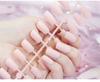 24 pezzi / set fai da te unghie rapide testa piatta lunga satinata opaca unghie finte strisce multicolori manicure con usura finita