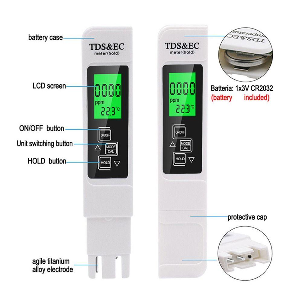 Pure Water Temperature Tester Pen Water Purity TEMP PPM Tester Portable EC Meter  Home