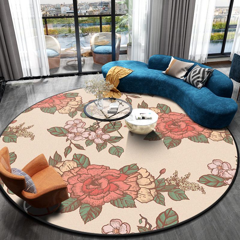 3D Flower Round Carpet Living Room Decoration Floor Mats for Home Bedroom Anti-SlipPlayroom Decor Rug Non-slip Mat