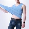 M-Garderobe, Übergröße, für Herren, sportlich, einfarbig, ärmellos, V-Ausschnitt, schmal, nahtlos, Tanktop