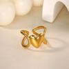 Geometric Heart Multilayer Stainless Steel Ring 18K Gold-plated Anti Fading Open Ring for Women Wedding Jewelry Accessories Gift