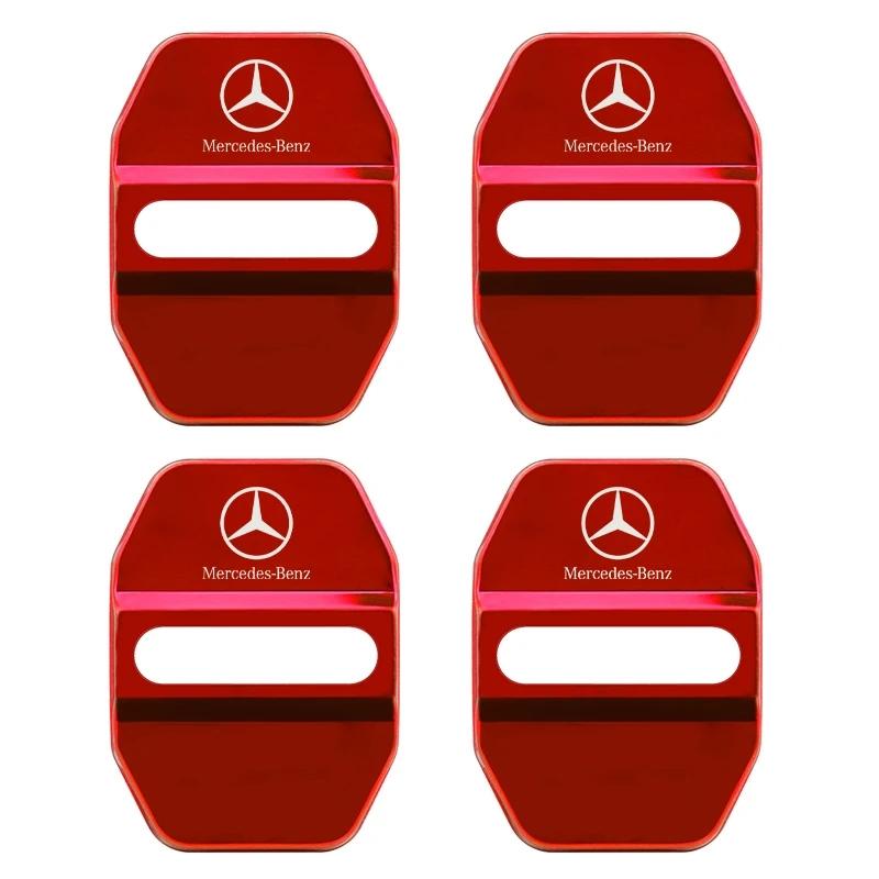 4Pcs Car Door Lock Cover Stainless Steel Protection Accessories For Mercedes Benz AMG A B C E S G Class W201 W210 W108 W205 W203 Interior Mirrors 6