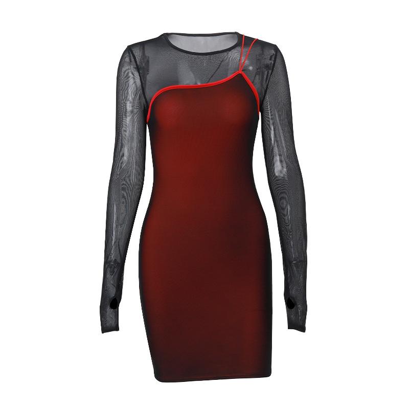 

Весенне-летняя мода сексуальное платье-футляр с запахом на бедрах с французским дизайном L красный