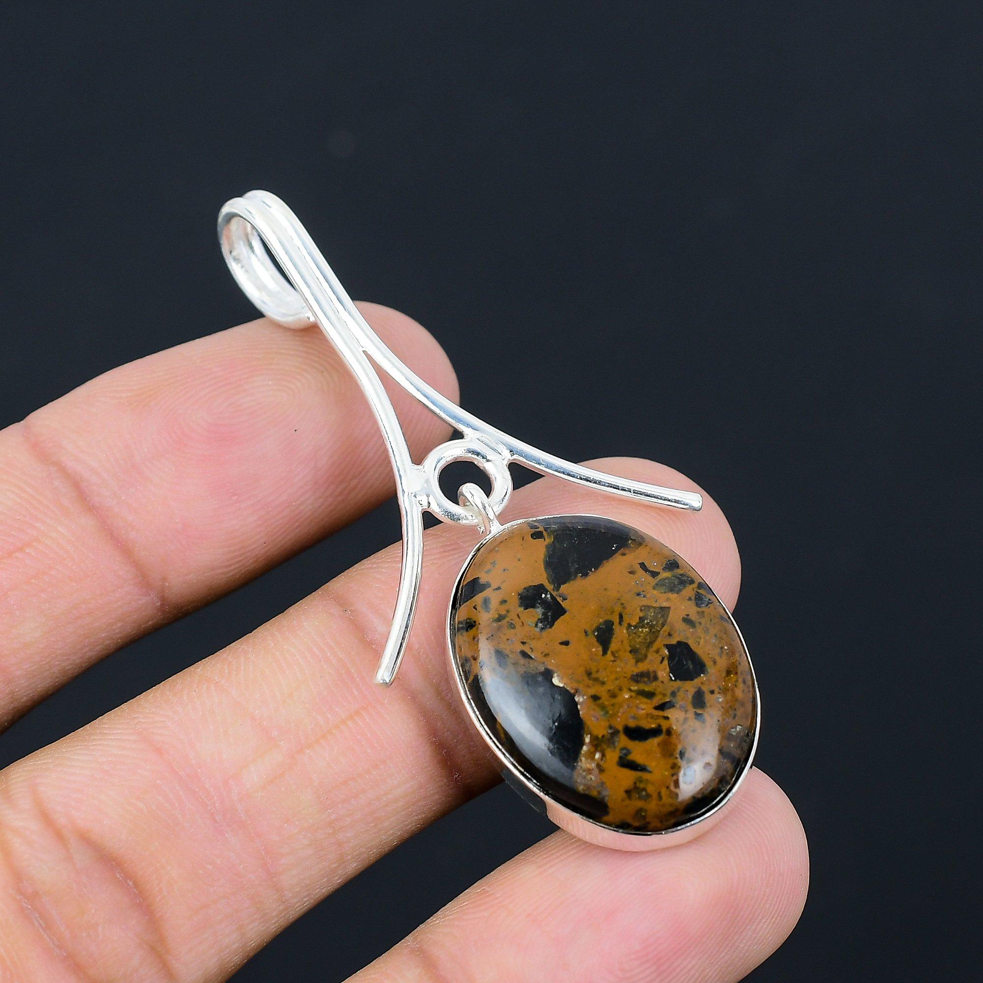 

Daughters Day Deal Natural Golden Pietersite 925 Silver Wedding Sister Pendant